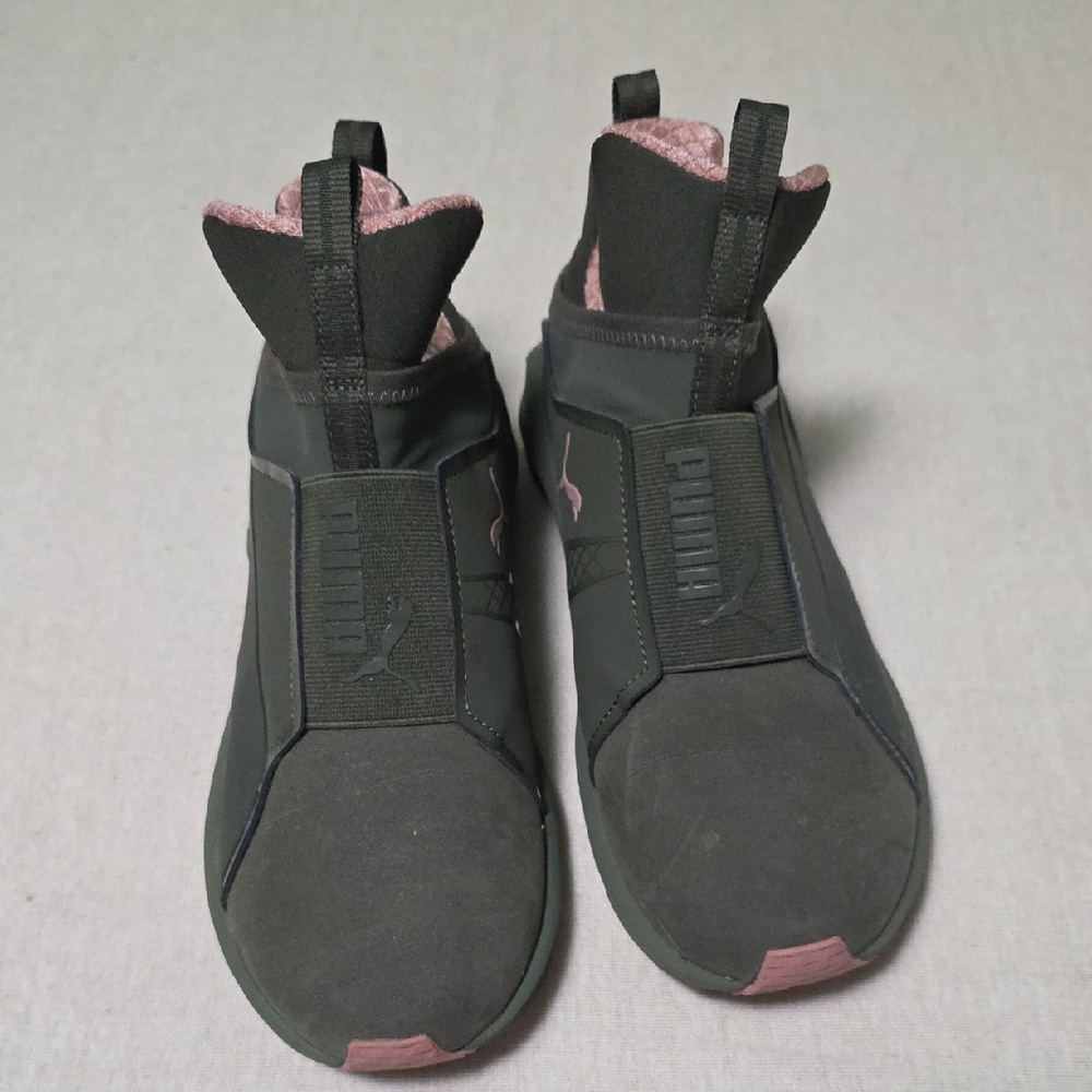 Puma Black and Pink High-Top Sneakers